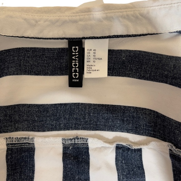 H&M, striped navy blue button-up sz 10 - Picture 6 of 6